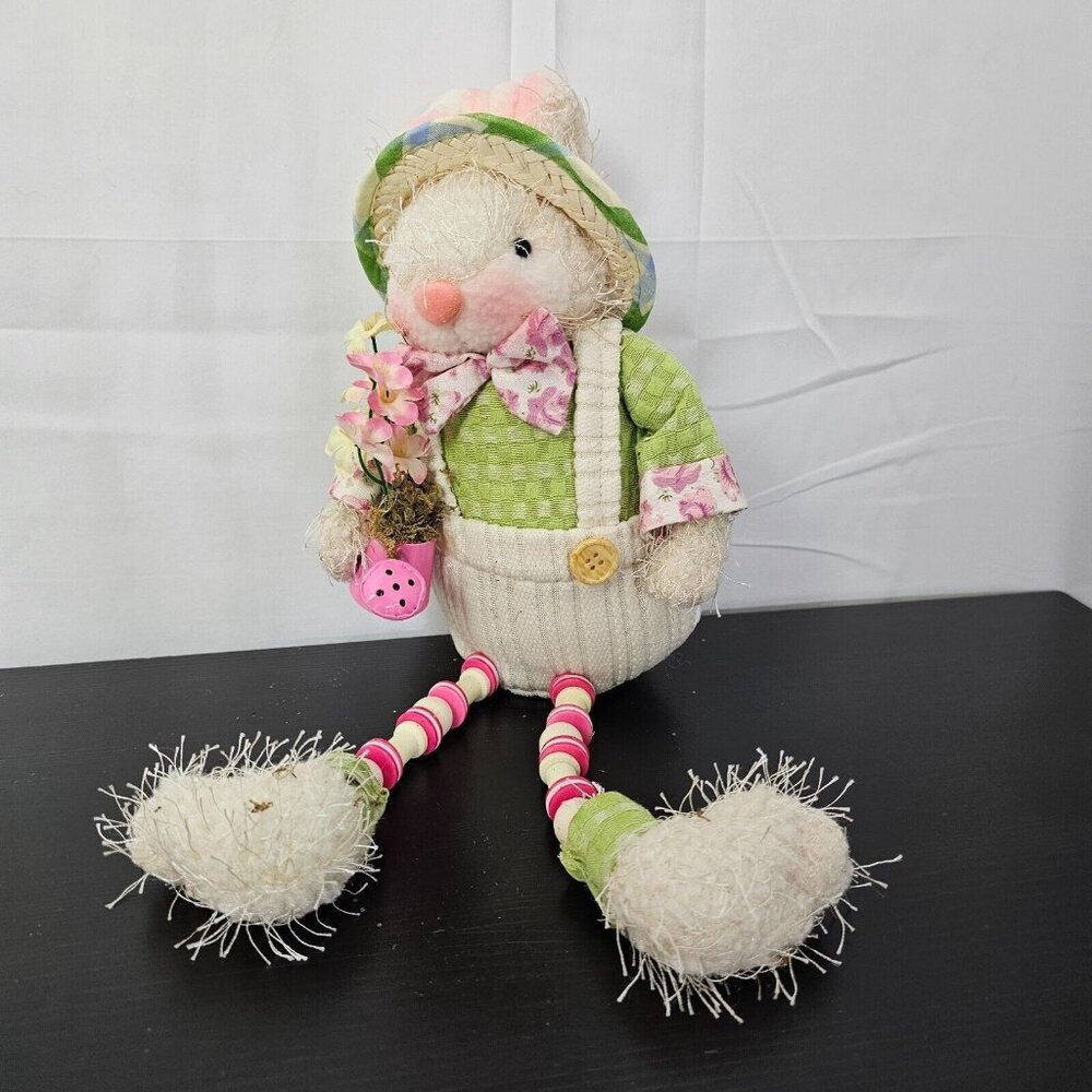 NWT Glitzhome Easter Bunny Rabbit Plush Set 4 18" Posable Leg Spring Shelf Decor - Picture 10 of 14